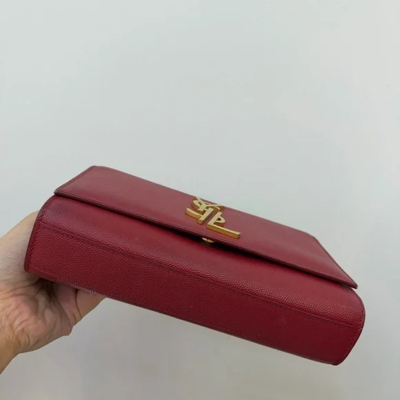 Saint Laurent Burgundy Shoulder Bag with Gold Chain - Picture 5 of 15